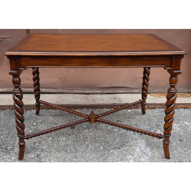 Traditional Late 20th Century Maitland-Smith Banded Mahogany Barley Twist Legs Side Table For Sale - Image 3 of 15
