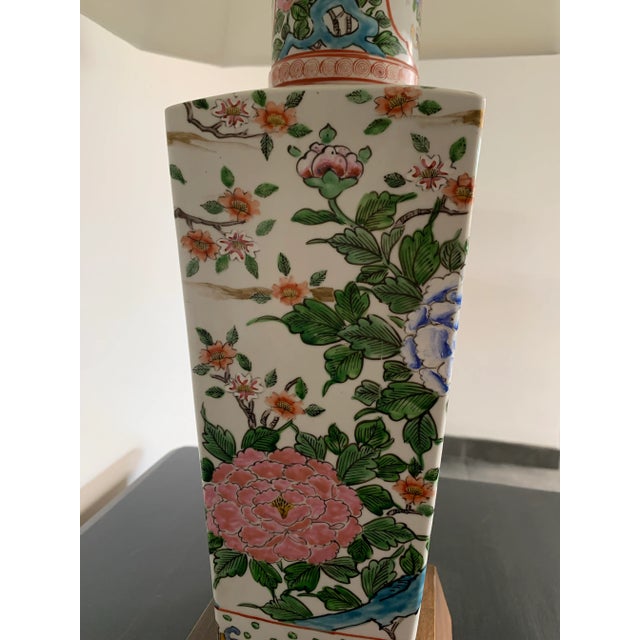 Metal Chinoiserie Famille Verte Table Lamps - A Pair For Sale - Image 7 of 12