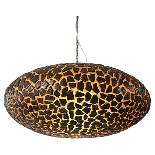 Brown Fiberglass Pendant Lamp, 1970s For Sale