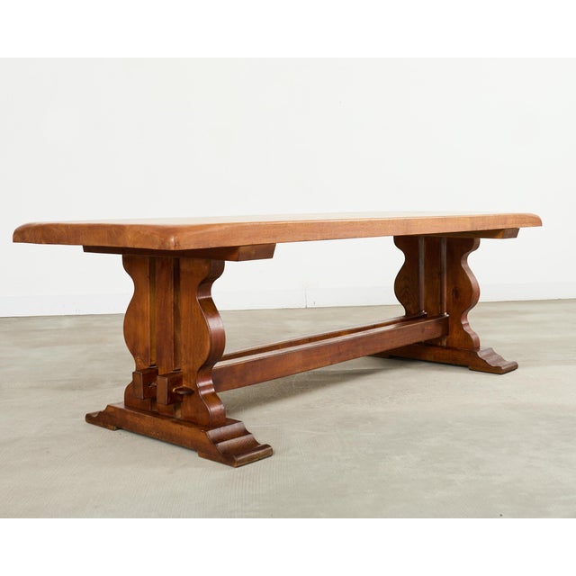 French Country Country French Oak Farmhouse Trestle Dining Table 8 Ft. For Sale - Image 3 of 18