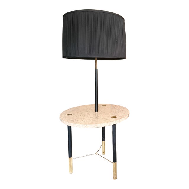 Vintage Mid Century Modern Brass and Marble Table Lamp in the Manner of Harvey Probber For Sale