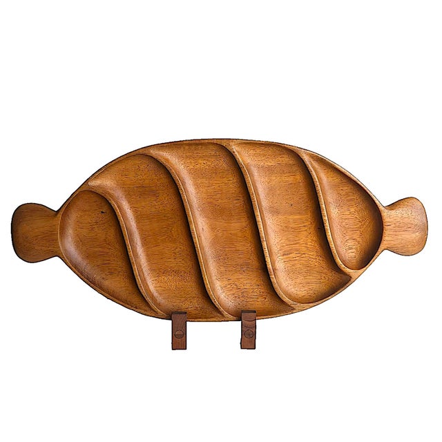 1960s 1960s Taverneau Wood Partitioned Tray/Platter Designed by Arthur Umanoff for Pantalcraft For Sale - Image 5 of 15