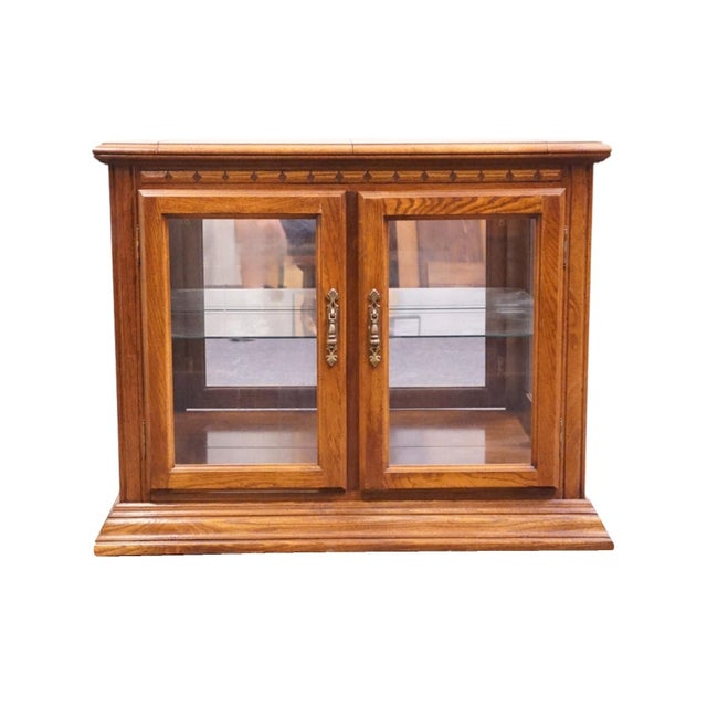 Spanish Revival Singer Furniture Solid Oak Mediterranean Spanish Revival 39" Lighted Display Flip Top Server Buffet 6394-252 For Sale - Image 3 of 16