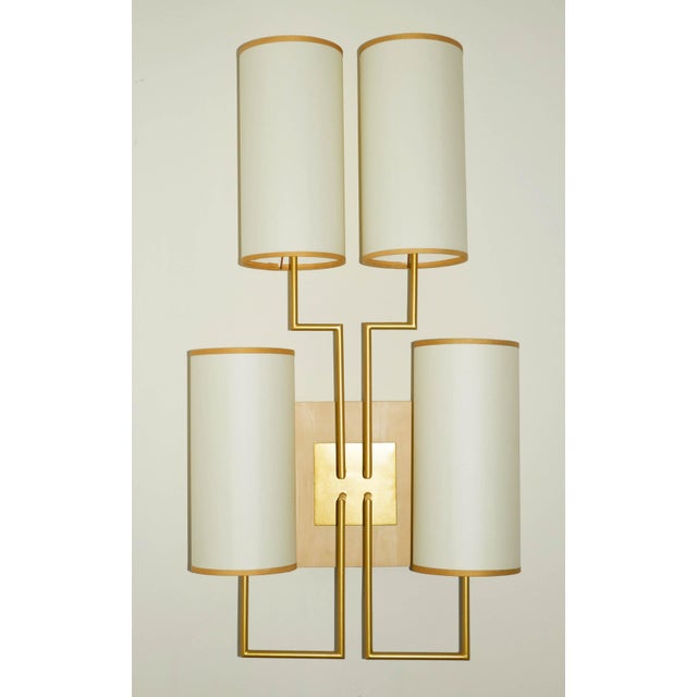 Tiges4 Wall Sconces in Patinated Gold Metal and Fabric by Aymeric Lefort, Set of 2 For Sale - Image 13 of 16