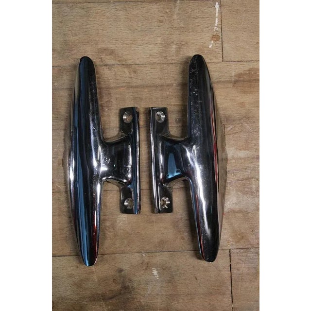 Metal Italian Handles in Chromed Brass, 1950s, Set of 2 For Sale - Image 7 of 7