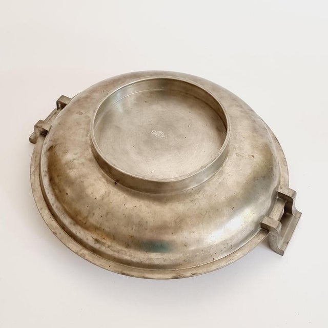 Large Swedish Grace Pewter Bowl with Handles from Svenskt Tenn, 1930s For Sale - Image 3 of 9