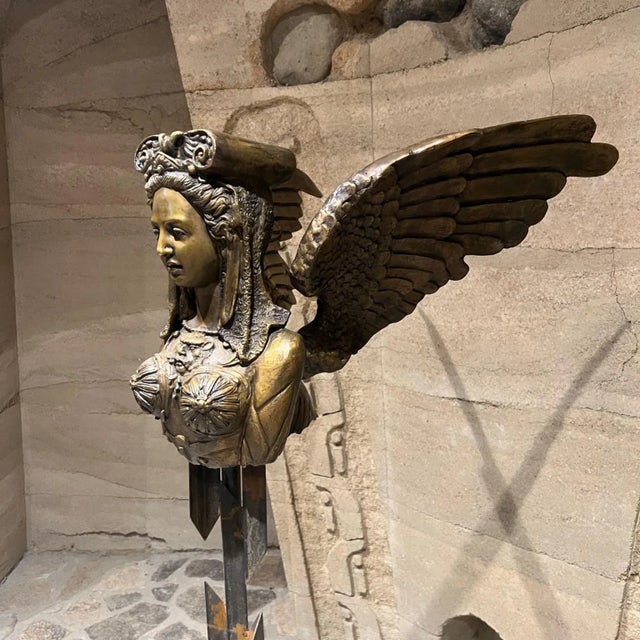 Greek Sphinx Sculpture Female Bronze Forged Steel For Sale - Image 11 of 13