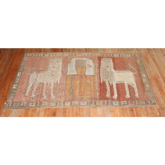 Textile Vintage Zabihi Collection Pictorial Animal Motif Turkish Rug - 5'2" x 9' For Sale - Image 7 of 12