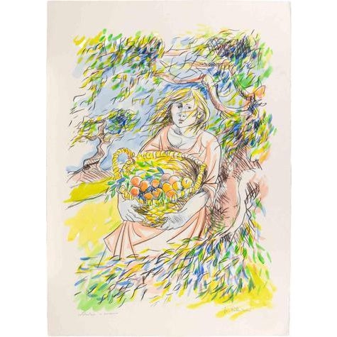 Lithograph realized in 1970s. Hand signed. Not numbered, as issued. Very good condition, This piece is attributed to the...