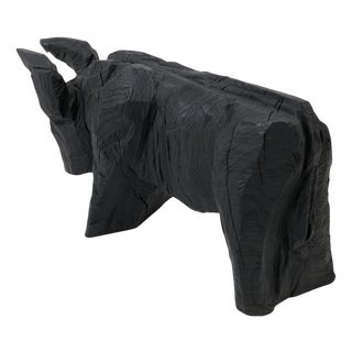 Taurus Sculpture in Burnt Oak by Logniture For Sale