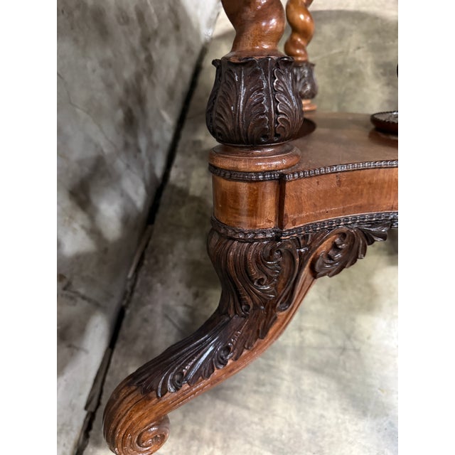 Wood Antique Renaissance Revival Oval Center Hall Table Barley Twist For Sale - Image 7 of 9