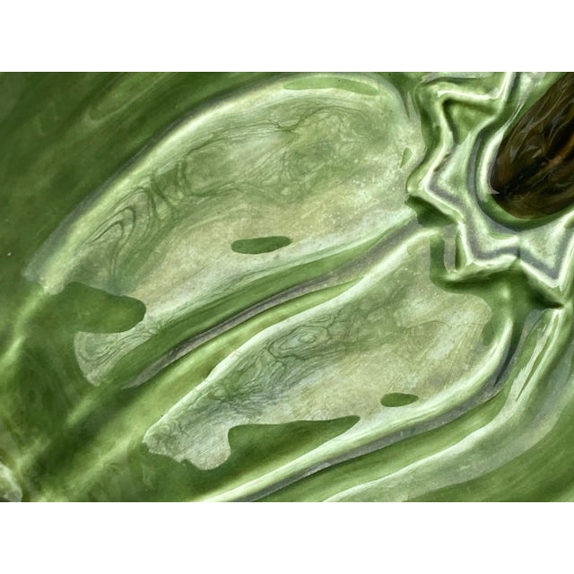 Traditional Vintage Olfaire Majolica Green Bell Pepper Bowl For Sale - Image 3 of 17