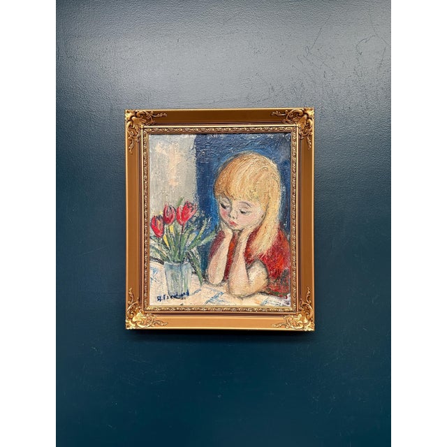 Alf Forslund, Girl in Thought, 1960s, Oil on Canvas, Framed For Sale - Image 8 of 14