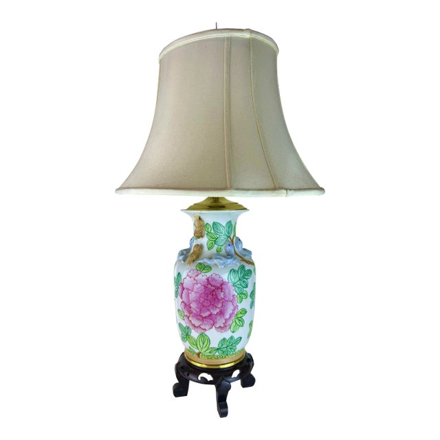 Mid-Century Chinoiserie Wood Base Table Lamp For Sale