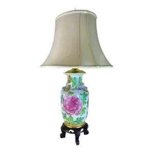 Mid-Century Chinoiserie Wood Base Table Lamp