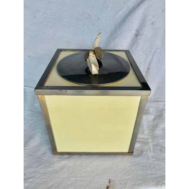 Off-white Mid 20th Century Italian Faux Horn Ice Bucket For Sale - Image 8 of 12