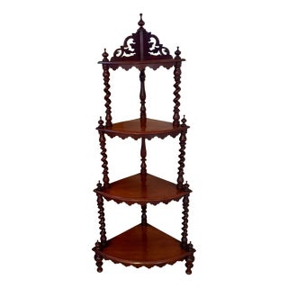 Antique Victorian Mahogany Corner Whatnot, 1880 For Sale