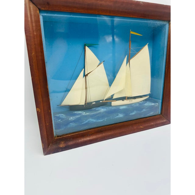 Wood Three Dimensional Sailboat Shadow Box For Sale - Image 7 of 11