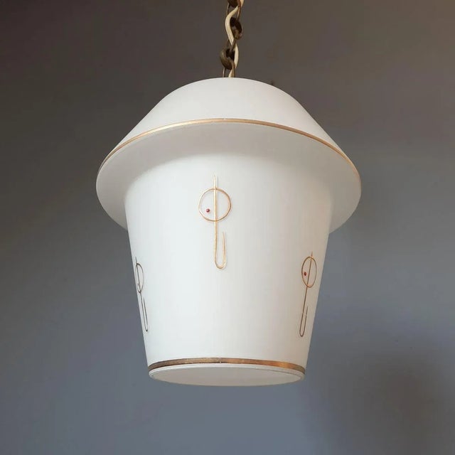 French Opaline Pendant Lamp, 1950s For Sale - Image 3 of 6