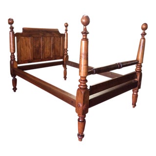 Antique Cannonball Bed, Tiger Maple Wood For Sale