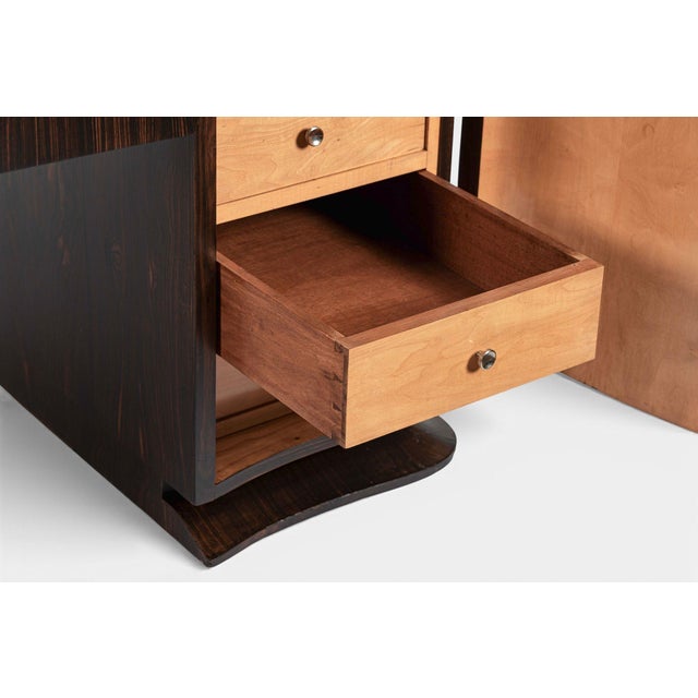 Exceptional Antique Art Deco Large Macassar Ebony Wood Executive Desk For Sale In Detroit - Image 6 of 13
