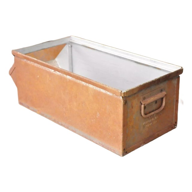 Vintage Lyon Aurora Il Steel Metal American Industrial 23" Stackable Storage Bin For Sale