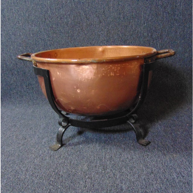 Copper Apple Butter Kettle / Wrought Iron Stand Chairish
