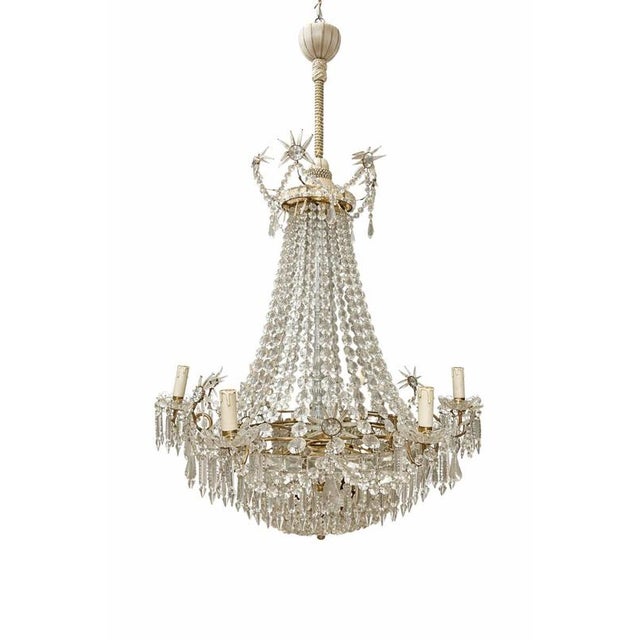 Quenn Mary Chandelier with Glass and Crystal Pendants For Sale - Image 6 of 6