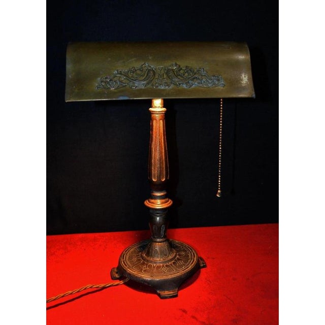 Metal American Art Deco Adjustable Banker's Desk Lamp from S. Robert Schwartz & Bro., 1920s For Sale - Image 7 of 18