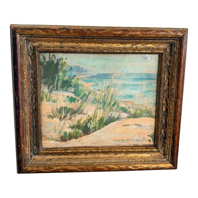 Early 20th Century Original Florence White Williams Coastal Landscape | Impressionist Style Oil Painting | Framed Seascape For Sale