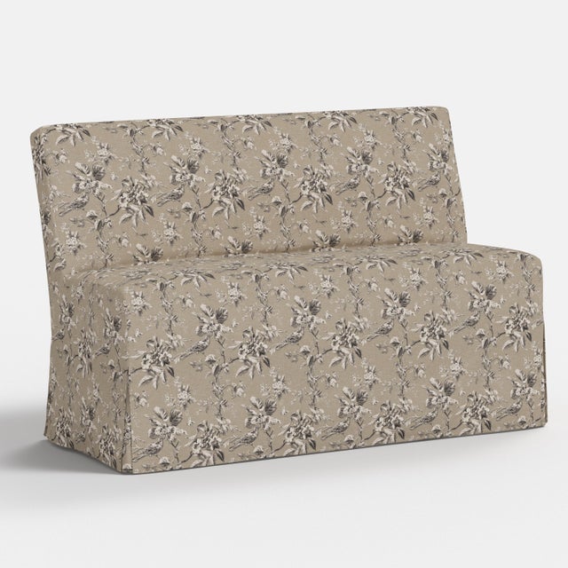 Spritely Home Slipcover for Stoffer Home x Cloth & Company for Lindy Slipcover Dining Banquette in Bird Toile Sand For Sale - Image 4 of 7