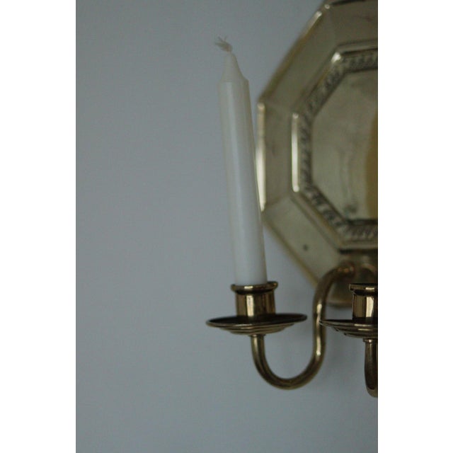 Swedish Octagonal Brass Double Arm Sconces, Set of 2 For Sale - Image 11 of 18