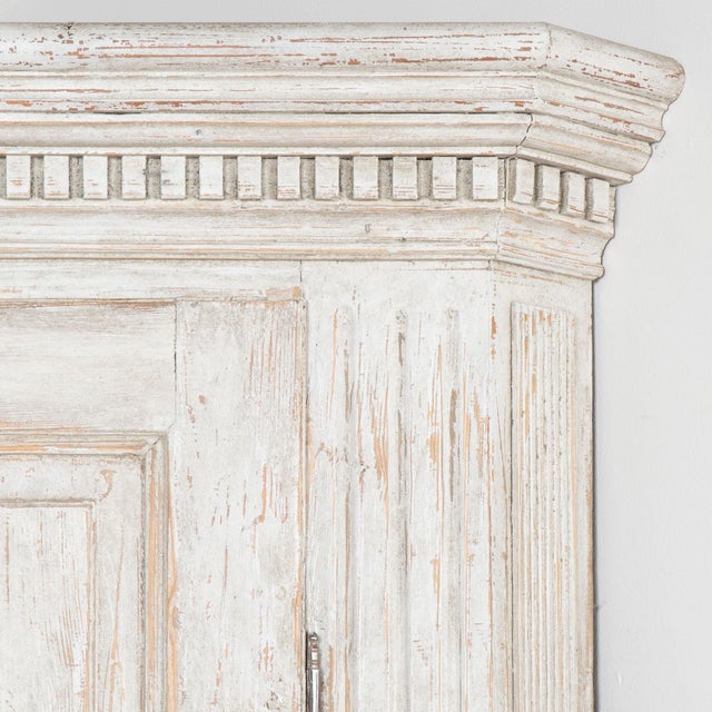 19th Century Swedish Gustavian Gray Pine Corner Cabinet Cupboard For Sale - Image 4 of 12