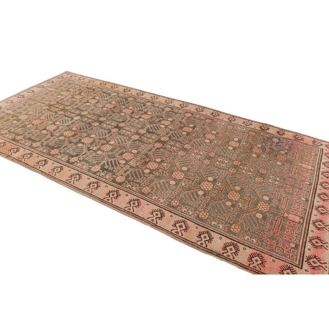 Rug & Kilim Antique Khotan Runner in Gray With Pink & Brown Geometric Patterns | Rug & Kilim For Sale - Image 4 of 8