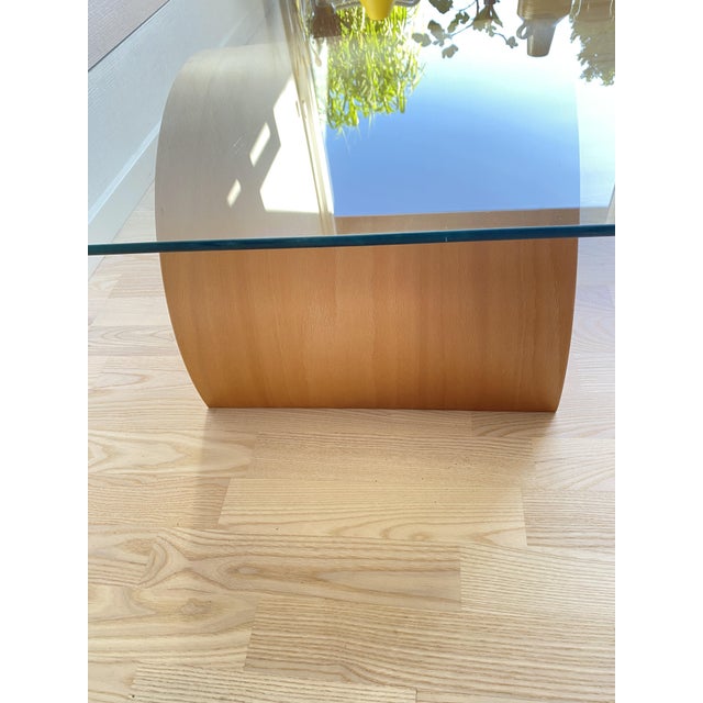Brown Wave Coffee Table in Beech and Glass by Hjellegjerde, Norway, 1990s For Sale - Image 8 of 16