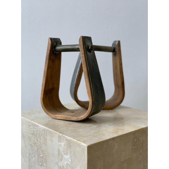Vintage Wood & Tin Riding Bell Stirrups Pair Chairish