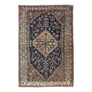 Antique Persian Shiraz Rug With Rich Tribal Motifs and Medallion 3'6 X 5'4 For Sale
