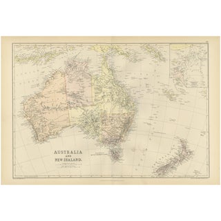 Map of Australia and New Zealand, 1882 For Sale