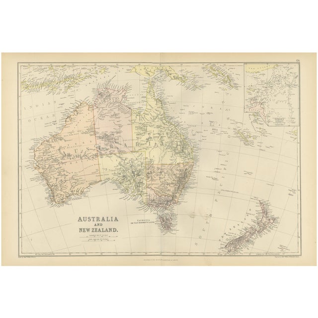 Map of Australia and New Zealand, 1882 For Sale