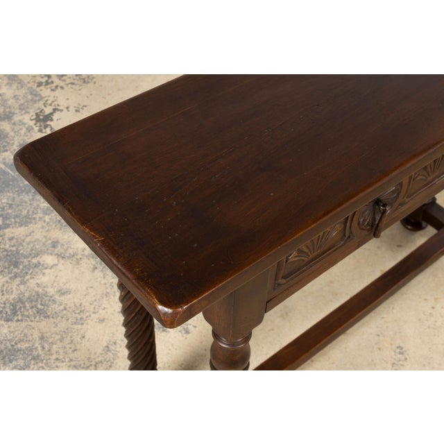 Early 20th Century Spanish Walnut Console Table With Barley Twist Legs For Sale - Image 12 of 18
