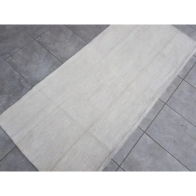 White 1960s Vintage White Mini Runner Rug For Sale - Image 8 of 11