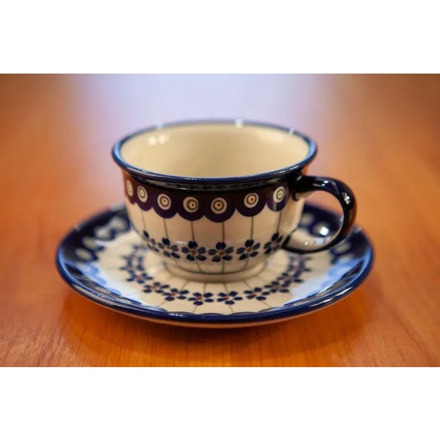 Not Yet Made - Made To Order Cups with Saucers in Bunzlauer Ceramic from Zakłady Ceramiczne Bolesławiec, Set of 4 For Sale - Image 5 of 11