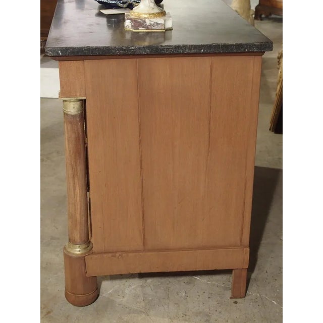 French Empire Mahogany Commode With Bluestone Top and Gilt Bronze Hardware For Sale - Image 9 of 13