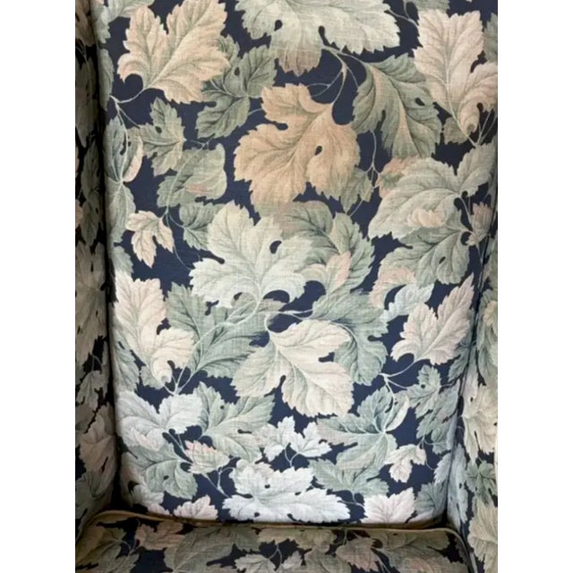 Mid Century Wing Back Chair in an Autumn Leaf Pattern For Sale In New York - Image 6 of 7