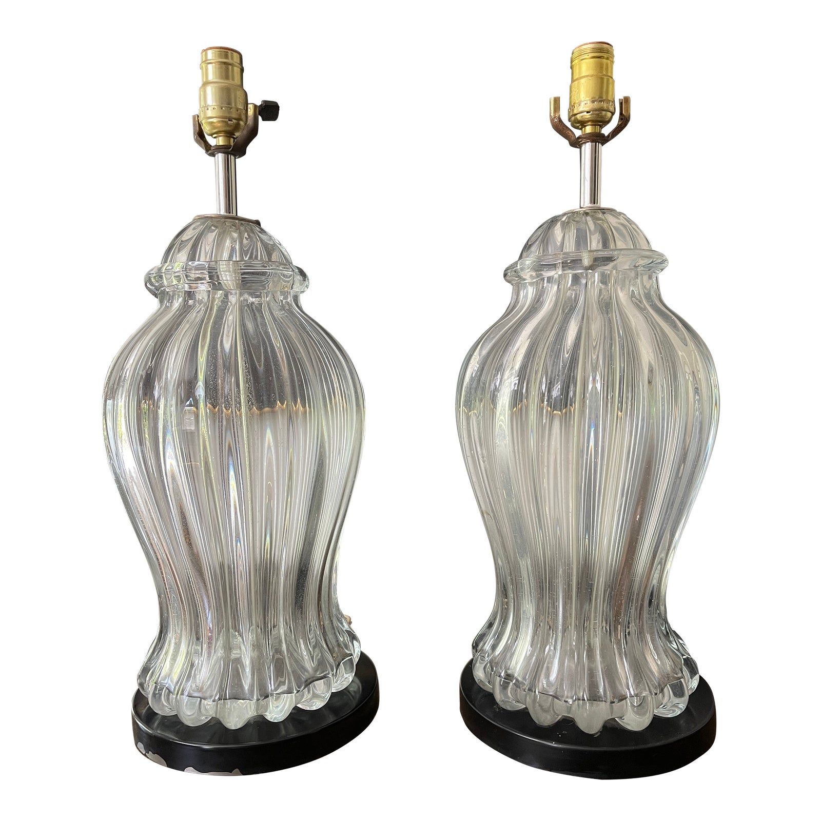 1960s Murano Glass Ginger Jar Lamps a Pair Chairish