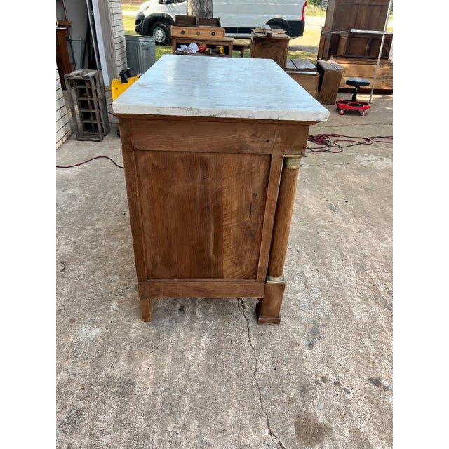 French 19th Century Empire Carrara Marble Top Bleached Mahogany Commode For Sale - Image 12 of 12