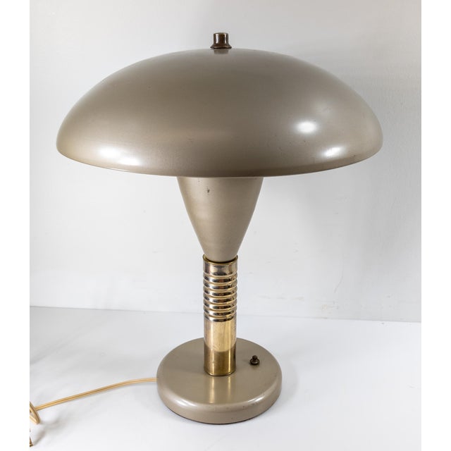 We are selling this cool Mid-century Modern Industrial style table lamp. This lamp has UFO or Space age style design with...