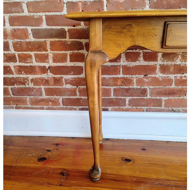 Ethan Allen Vintage Ethan Allen Wood Side Console Table With Drawer For Sale - Image 4 of 10