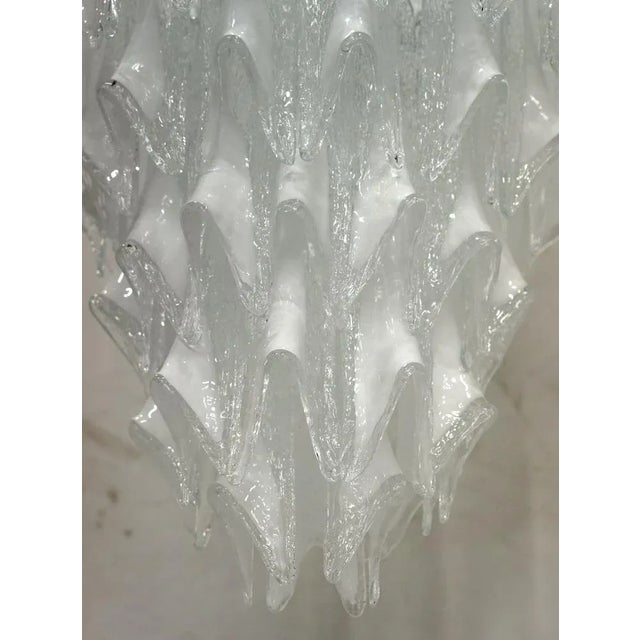 Mid-Century Modern Mid-Century Murano Round Transparent White Color Chandelier For Sale - Image 3 of 11