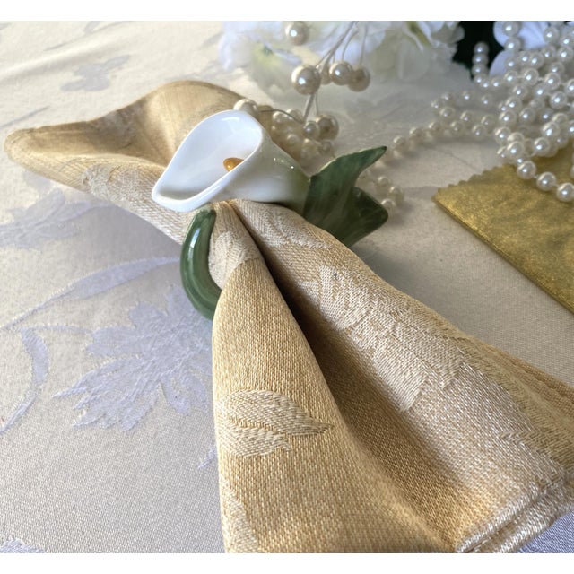 1980s Vintage Bone China Napkin Holder Rings, Calla Lily Shape, Pia, Philippines, Set of 6 For Sale - Image 5 of 16